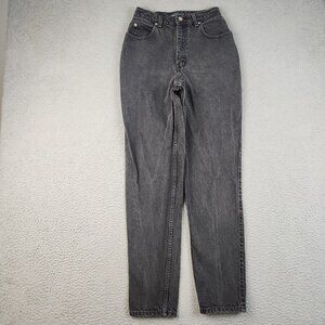 VTG 90s High Waisted Black Stone Washed Tapered‎ Leg Mom Jeans Womens 9 (24x29)